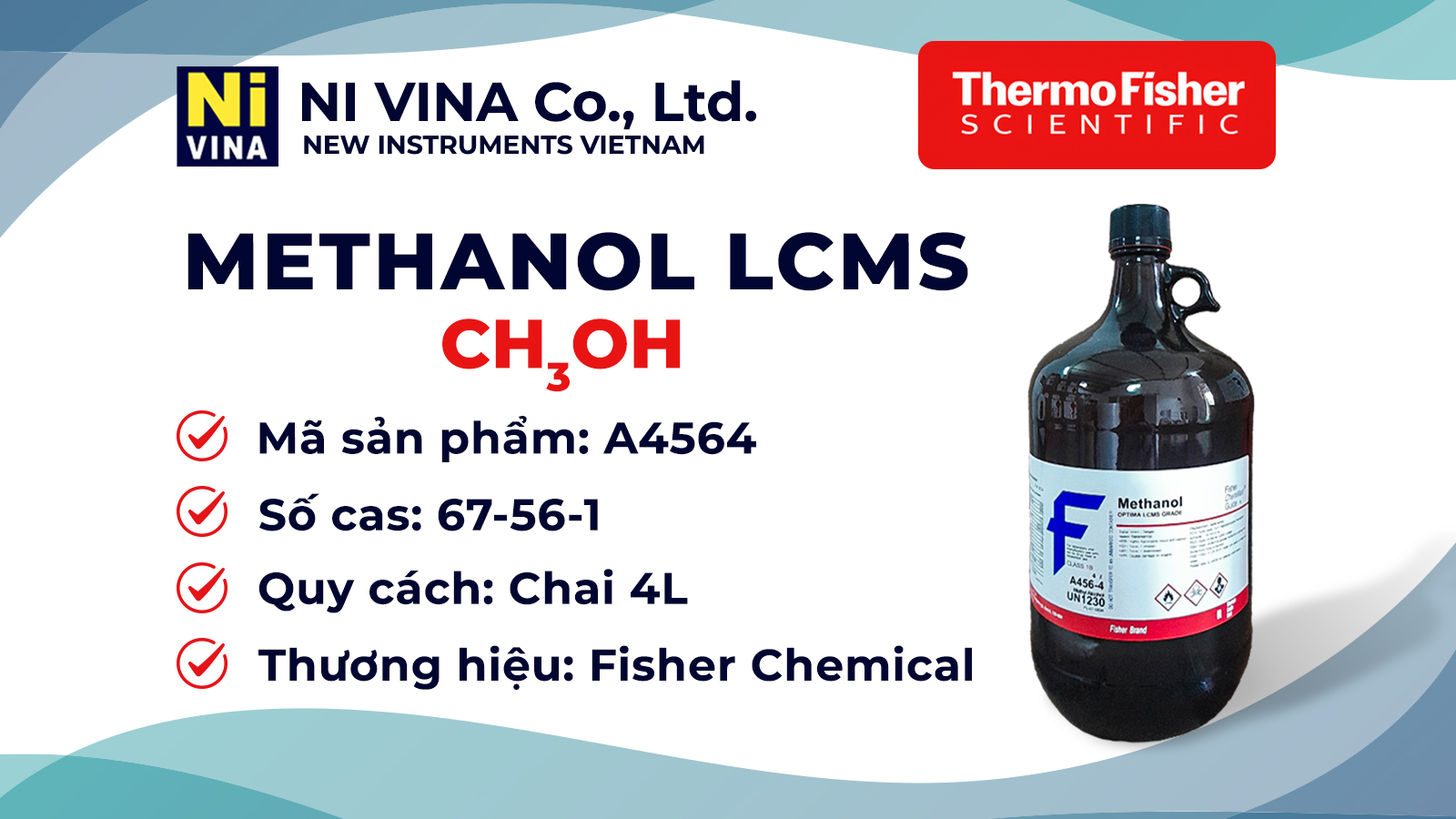 ​Sẵn kho Methanol LCMS Mã sản phẩm A4564 tại hai đầu Hà Nội và HCM - giao nhanh toàn quốc