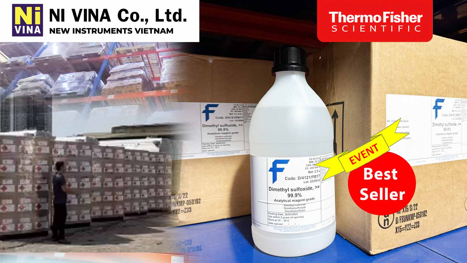 Hóa chất tinh khiết Dimethyl sulfoxide (DMSO) 99.9% sẵn kho NIVINA