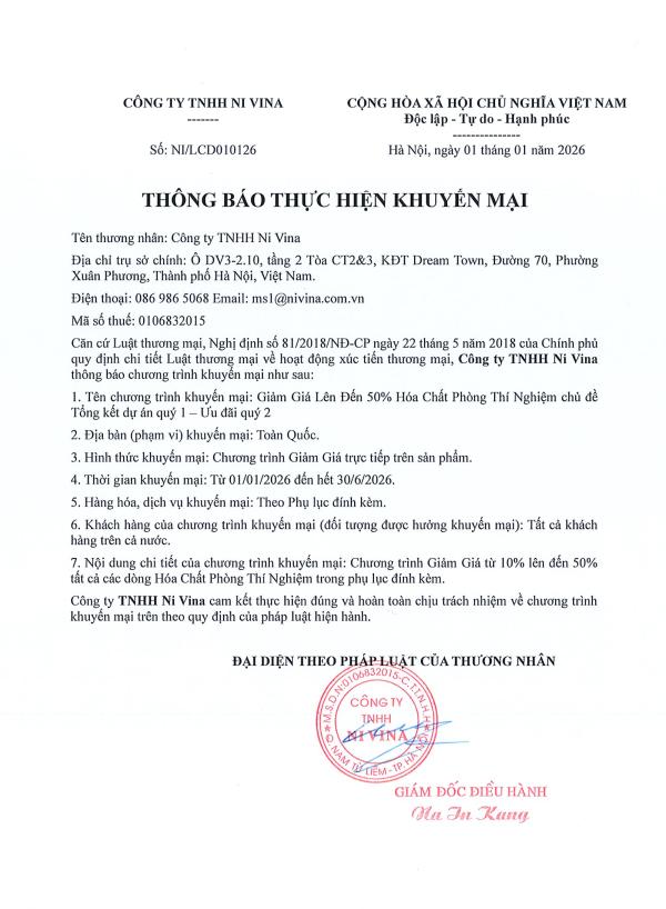 Thông báo chương trình khuyến mại