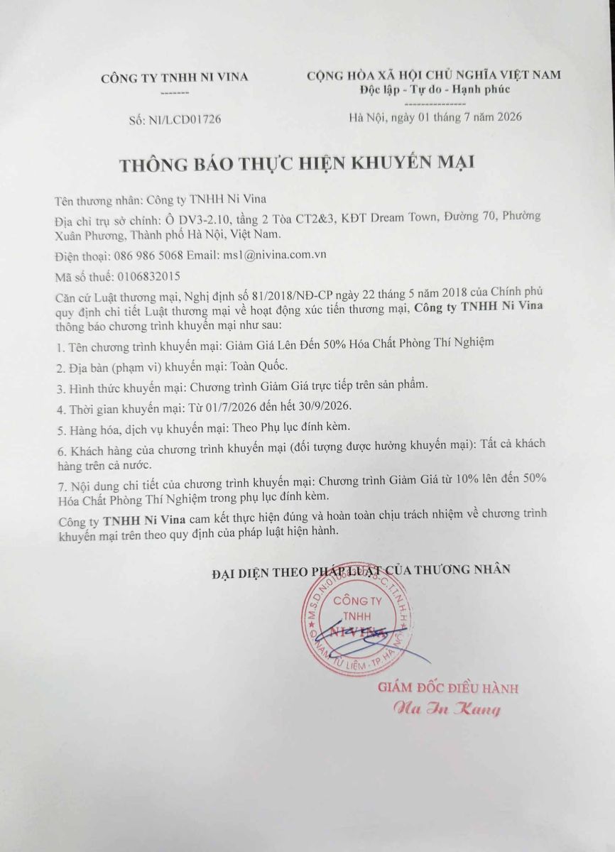 Thống báo Chương trình khuyến mại hóa chất phòng thí nghiệm Thermo Fisher Quý 3 năm 2026